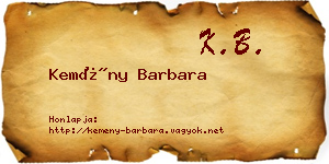 Kemény Barbara névjegykártya