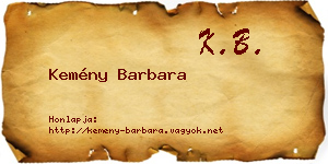 Kemény Barbara névjegykártya